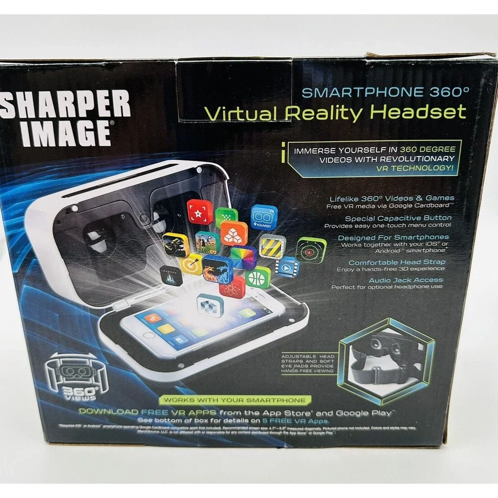 New Virtual Reality Headset Sharper Image Smartphone 360 Degree Views